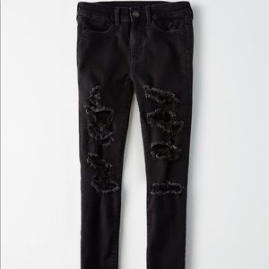 american eagle black ripped jegging